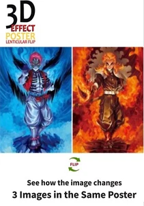 Akaza,Kyojuro Rengoku-Demon Slayer 3D Poster,3D Lenticular-2 image In One,anime - Picture 1 of 7