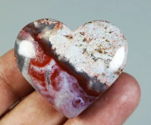 Natural Mexican Crazy Lace Agate Quartz Crystal Heart Palm Stone Reiki Healing - Picture 1 of 9
