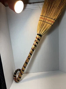 Vintage Handcrafted Appalachian Hearth Broom w/Curved Handle - Picture 1 of 12