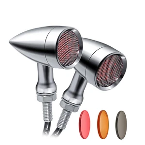 Luz trasera con freno de bala LED rojo cromado para motocicleta para Harley - Imagen 1 de 12