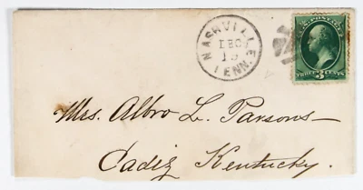 Nashville, TN. CDS, corbatas Fancy Cancel a juego 3c, gorrión o paloma y "P" verso. Foto 1 de 2