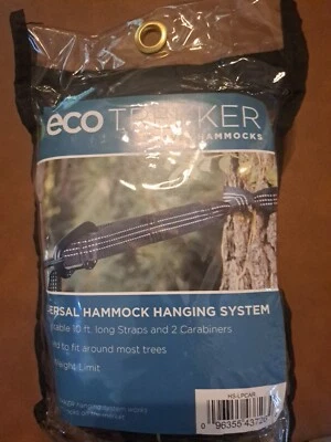 Eco Trekker Travel Hammock Universal Hanging System 10 Ft Straps & 2 Carabiners - Image 1 of 4