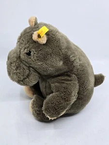 ORIGINAL STEIFF GERMAN COSY MOCKY HIPPO NILPFERD SITTING 085413 Plush w Ear Tag - Picture 1 of 6