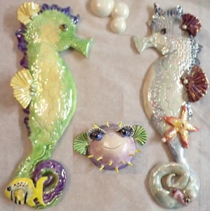 #20-506, Custom Made by Pricilla, Set of Seahorses and Pufferfish - Picture 1 of 8