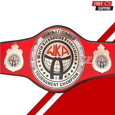 USA Nationals WKA Kickboxing Championship Belt Adult Size Leather Brass Plates - Image 1 of 4