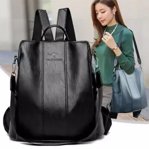 Anti-theft Leather Backpack Women Vintage Shoulder Bag Ladies High Capacity Bag - Picture 1 of 20