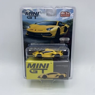 1/64 MINI GT MIJO EXCLUSIVES LAMBORGHINI AVENTADOR SVJ GIALLO ORION YELLOW - Image 1 of 4