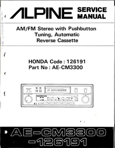ALPINE AE-CM3300-126191, AM/FM STEREO W/ PUSHBUTTON TUNING SERVICE MANUAL - Picture 1 of 1