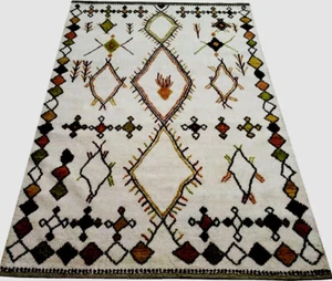 Spectacular Hand Knotted Beni Ourain Moroccan Area  Rug 7' X 10'  Wool New - Picture 1 of 9
