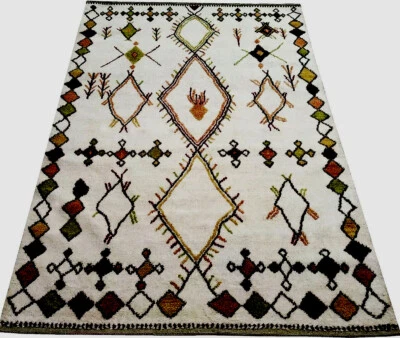 Spectacular Hand Knotted Beni Ourain Moroccan Area  Rug 7' X 10'  Wool New - Image 1 of 4