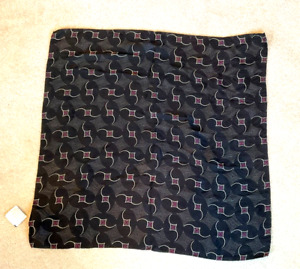 NWT Vintage Ralph Lauren Black Silk scarf with diamond pattern 21" x 21"