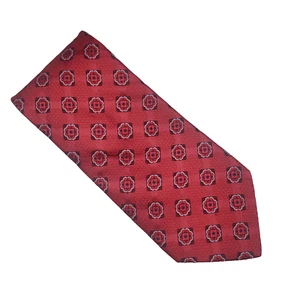 NORDSTROM Mens Necktie 100% Silk Bright Red Made in USA 3.75" Wide Geometric - Picture 1 of 6