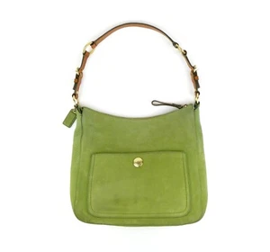 Coach Hobo Bag grün Wildleder mit verstellbarem braunem Lederriemen F10186 - Bild 1 von 15