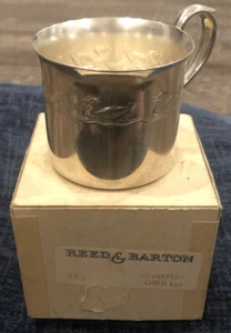 Taza de patos vintage Reed & Barton plateada para bebés niños #862 ¡con caja original! - Imagen 1 de 9
