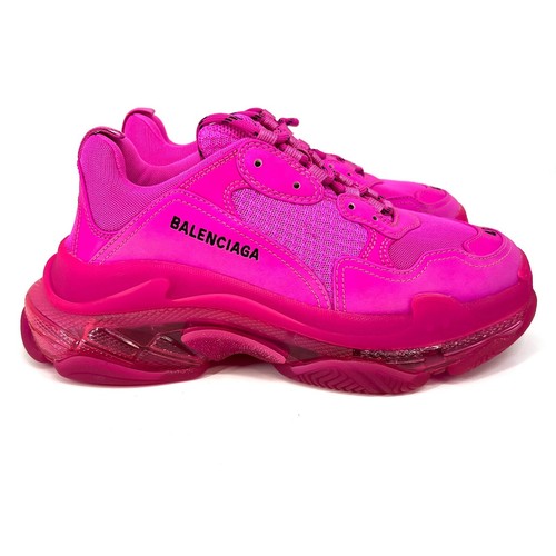 Scarpe sneakers uomo Balenciaga Triple S taglia 41 suola trasparente rosa logo stringate NUOVE