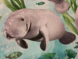 fabric SEA of MANATEES 1/2 yd x WOF quilt cotton Timeless Treasurers C79956 - Picture 1 of 9