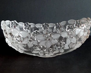 Vintage Carmen Satiniert Walther Crystal Glass Boat Shape Bowl 10.5" Long 5" W - Picture 1 of 19