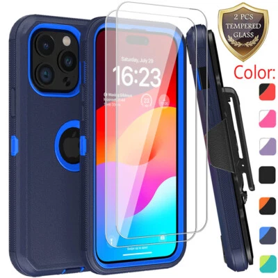 For iPhone 15  Pro Max 14 13 12 11 XR Shockproof Belt Clip Case+Screen Protector - Image 1 of 4
