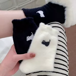 2 Paar Premium Katzen Socken Weiche Plüsch Socken sehr warm Winter flauschig - Bild 1 von 5