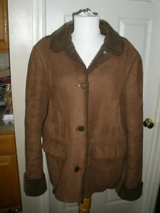Lands' End Brown Suede Woman's Coat Large 14-16 (Q3) - Picture 1 of 5