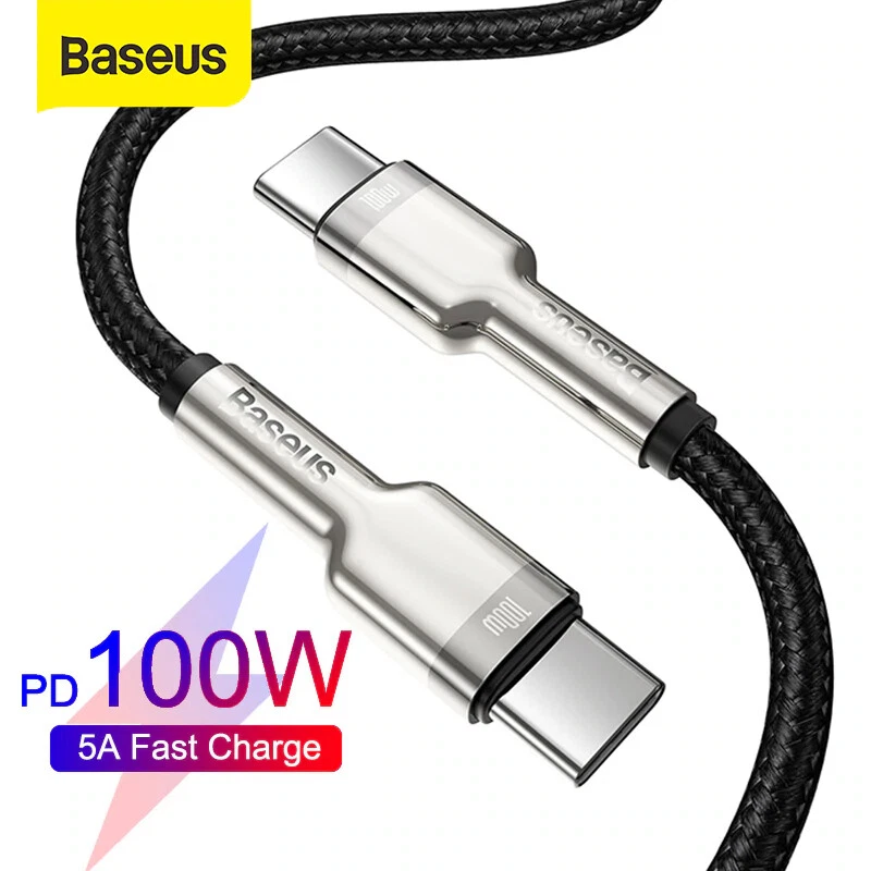 Baseus Cafule Metal USB C to USB C Fast Charger Cable 100W PD 5A Charging. 1m 2m - Image 1 of 4