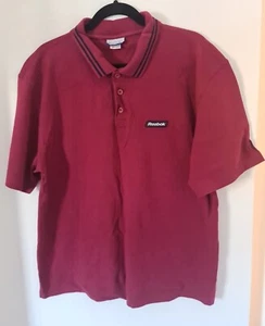 Vintage Reebok Polo Shirt Size XL Top T Shirt Dark Red Retro Sportswear - Picture 1 of 9