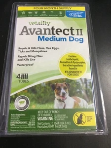 Vetality Avantect II Flea & Tick Spot On Medium Dogs 11-20 pounds 4 doses 0019