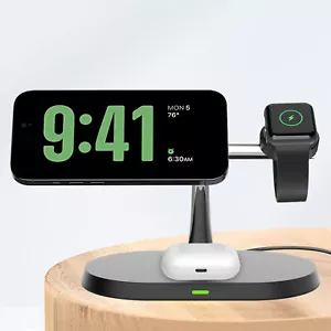 3in1 Magnetic Wireless Charger Dock For Apple Watch Ultra 9 8 iPhone 15 14 13 - Picture 1 of 17