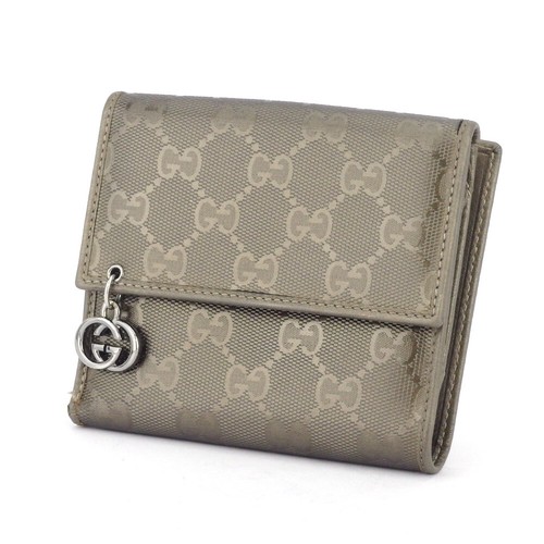 GUCCI CON borsa a gancio GG tela di rivestimento?~ pelle autentica usata T17410