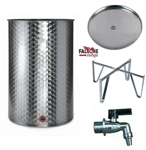 CISTERNA IN ACCIAIO INOX 18/10 CONTENITORE PER OLIO E VINO FUSTO PIANO ALIMENTI  - Foto 1 di 5