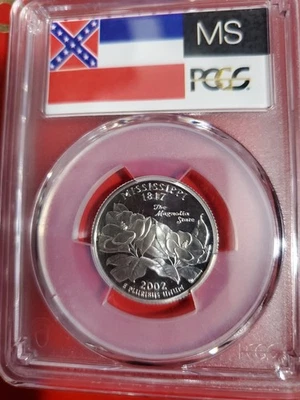 2002 S .90 SilverQuarter Dollar PR69DCAM Mississippi 50 State, PCGS Certified. - Image 1 of 4