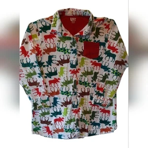 Camisa de pijama Lazy One para mujer L/XL blanca con estampado de alce franela abotonada cómoda - Imagen 1 de 13