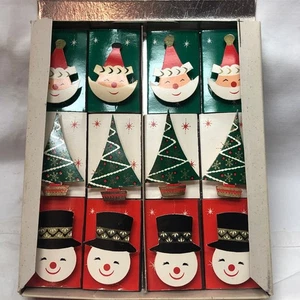 12 Vintage Holiday Matches 3-D Holiday Ornaments 1967 Snowman Santa Tree - Picture 1 of 18