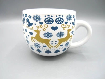Taza de café moderna Gourmet Foods oro y azul símbolos de Navidad 16 oz (C20) Foto 1 de 4
