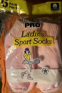 Calze vintage USA Pro taglia 9-11 rosa tinta unita confezione da 6 paia atletiche made in USA - Foto 1 di 5