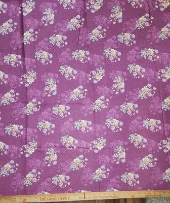 Wool Blend Floral Printed Thick Winter Spun Soft Fabric 45”W Sold BTY Purple  - Image 1 of 4
