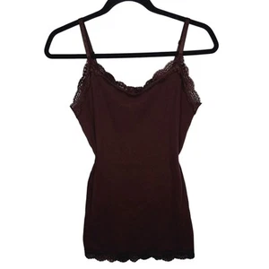 Faded Glory Y2K Cami Tank Top Lace Trim Medium Ribbed Fairy Grunge Going Out Top - Picture 1 of 7