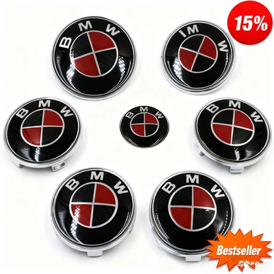 7PCS BMW HubCaps & Steering Wheel Emblem Set 45MM 68MM 74MM 82MM Foto 1 de 2