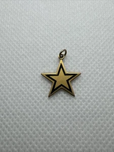 10K Gelbgold Stern Anhänger Charm mit schwarzer Emaille Umriss, Cowboys - Bild 1 von 12
