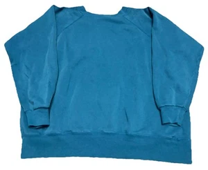 Vintage Sweatshirt Size M Blue Crewneck Raglan Blank USA Made P2 - Picture 1 of 3