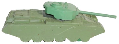 VINTAGE 1960s UNBRANDED 6" 2 TONE GREEN PLASTIC CENTURION MAIN BATTLE TANK - Image 1 of 4
