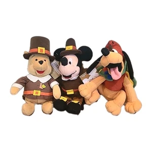 Juego de Peluche de Bolsa de Frijoles de Acción de Gracias de Disney Mickey Mouse Pluto Winnie-the-Pooh Trio - Imagen 1 de 11