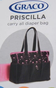 2011 Graco Priscilla Black & Pink Tote Carry All Diaper Bag w/Changing Pad NWT - Picture 1 of 7