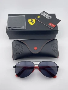 Neu Ferrari Ray-Ban Sonnenbrille RB 8313-M F009/6G schwarz rot-Kohlefaser mit Spiegel - Bild 1 von 9