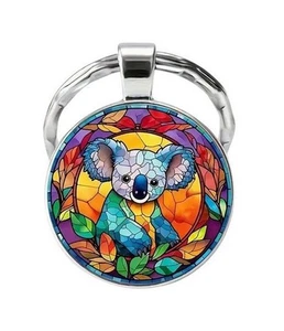 Porte-clés, bijou de sac mignon koala multicolore en acier. - Picture 1 of 4