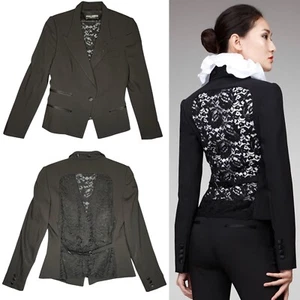 DOLCE & GABBANA Black Lace Back Tuxedo Jacket Blazer Sz IT 42 S M - Picture 1 of 12