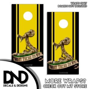 Don't Tread on Me Rattlesnake YELLOW DTOM Flag Cornhole Board Wraps 2 Pack - Picture 1 of 3