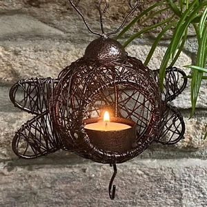 Bumble Bee Tea light Holder Ornament Garden Metal Hook Home Outdoors Brown - Picture 1 of 5