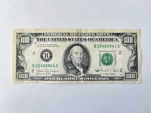 Unique Misaligned Series 1990 $100 Dollar Bill Federal Reserve Note Circulated - Picture 1 of 2