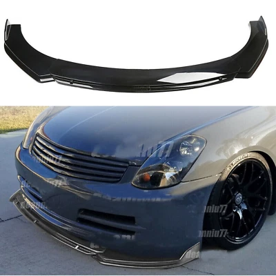 Gloss Black Front Lips Splitter Spoiler + Strut Rods Body For Infiniti G35 G37 - Изображение 1 из 4